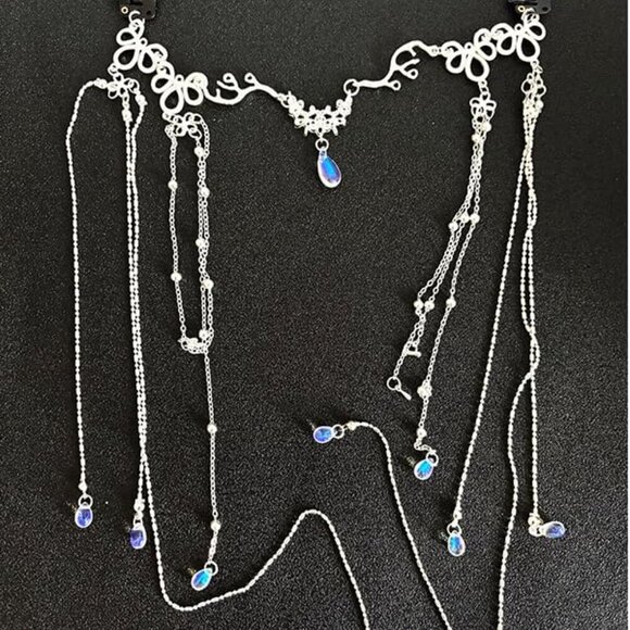 Women Head Chain Retro Long Tassel Headpiece Rhinestone Crystal Bridal Head Chai - Picture 3 of 5